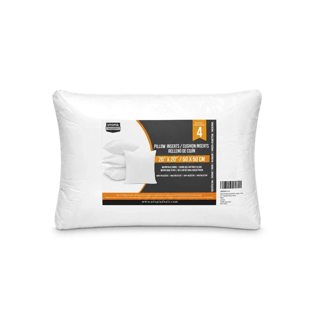 Utopia Bedding 20x20 Throw Pillow Inserts 4 Pack White New
